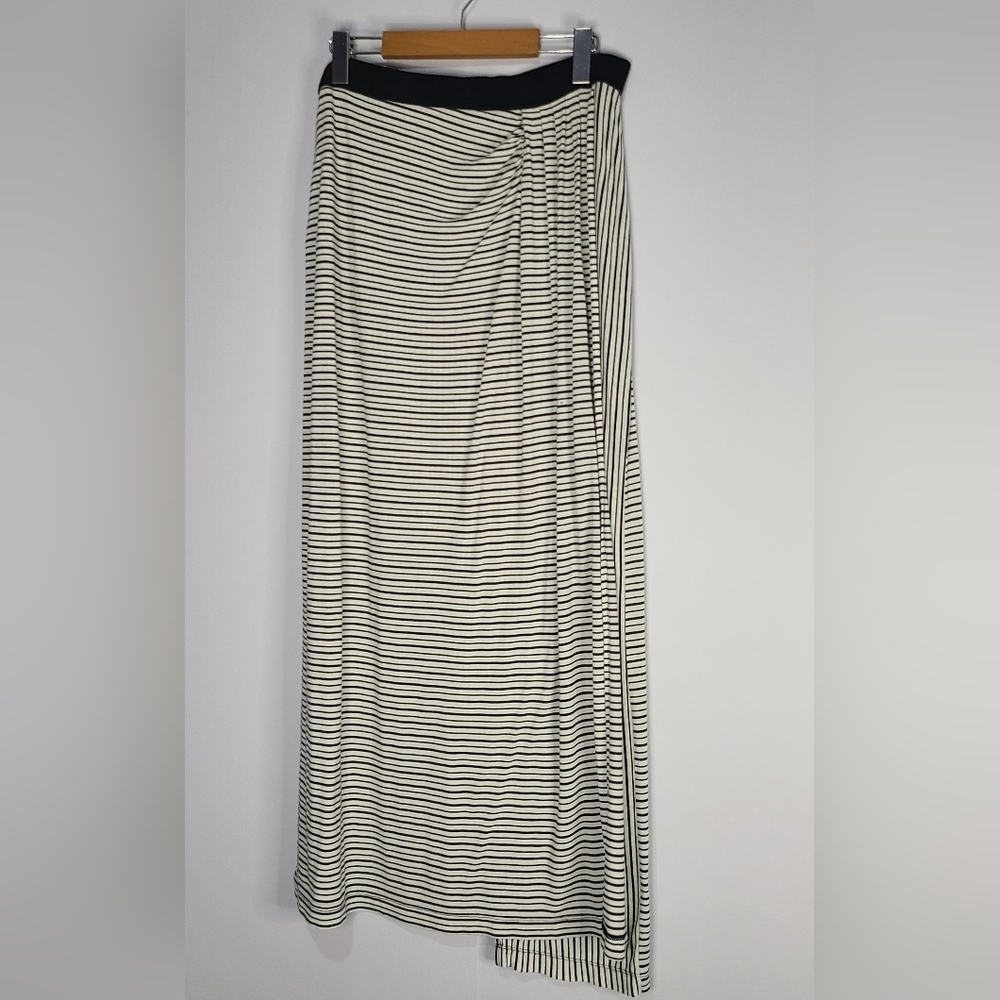 Lou & Grey striped elastic waist wrap style maxi skirt, sz M